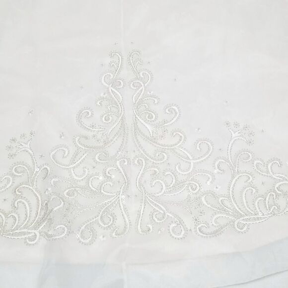 Oleg Cassini Rum Satin Strapless A-line Hand Beaded Organza Train Wedding Dress - Picture 12 of 16